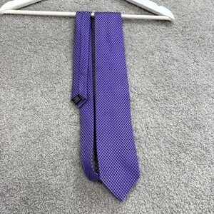 Bloomingdale's Necktie Mens One Size Purple Houndstooth Silk Designer Formal